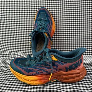 Hoka Speedgoat 5 Blue Orange Trail Running Shoe No Insoles Women's Size 6.5 B